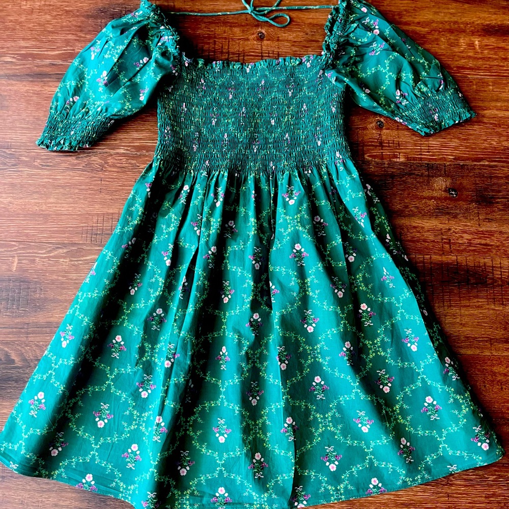 EUC Hill House Athena Dress XS in Emerald Trellis